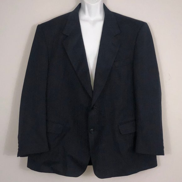 Savron Other - Savron Blazer Mens 50 Navy Herringbone Pure New Wool Single Breasted 2 Button